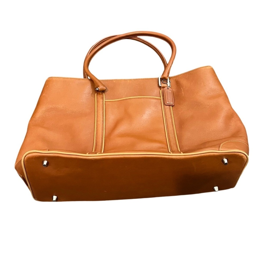 Vintage Coach Hampton Bag Brown‎ Leather Tote Satchel Shoulder Large Career 7515